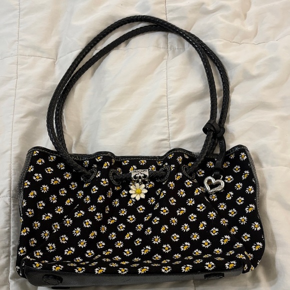 Brighton Handbags - Brighton Black and White Floral Shoulder Bag